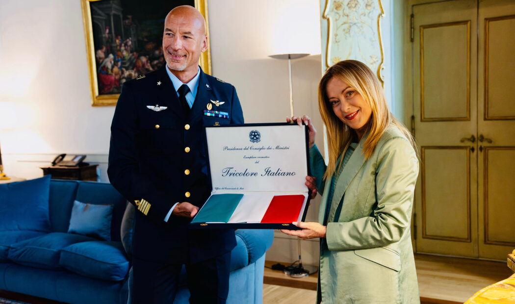 Giorgia Meloni e Luca Parmitano durante l'incontro a Palazzo Chigi